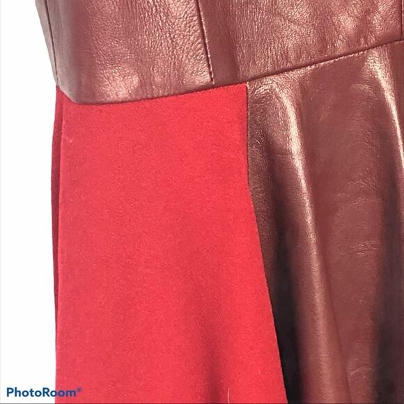 Beckley By Mellissa Mila Oxblood Leather Pleated Mini Dress Sleeveless Luxury - Picture 9 of 14